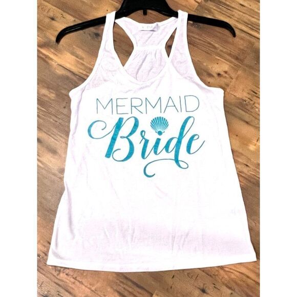 Mermaid Bridal Tank Top S/M Mermaid Bride * Mermaids*‎ & Bride Sash Available - Picture 1 of 7